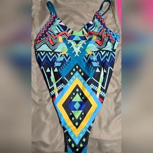 Womens Plus Size Geometric Swimsuit